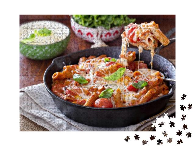 Pasta Bake with Whole Wheat Penne, Tomatoes & Mozzarella... Jigsaw Puzzle with 1000 pieces