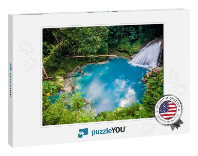 Blue Hole Waterfall from Above in Jamaica... Jigsaw Puzzle