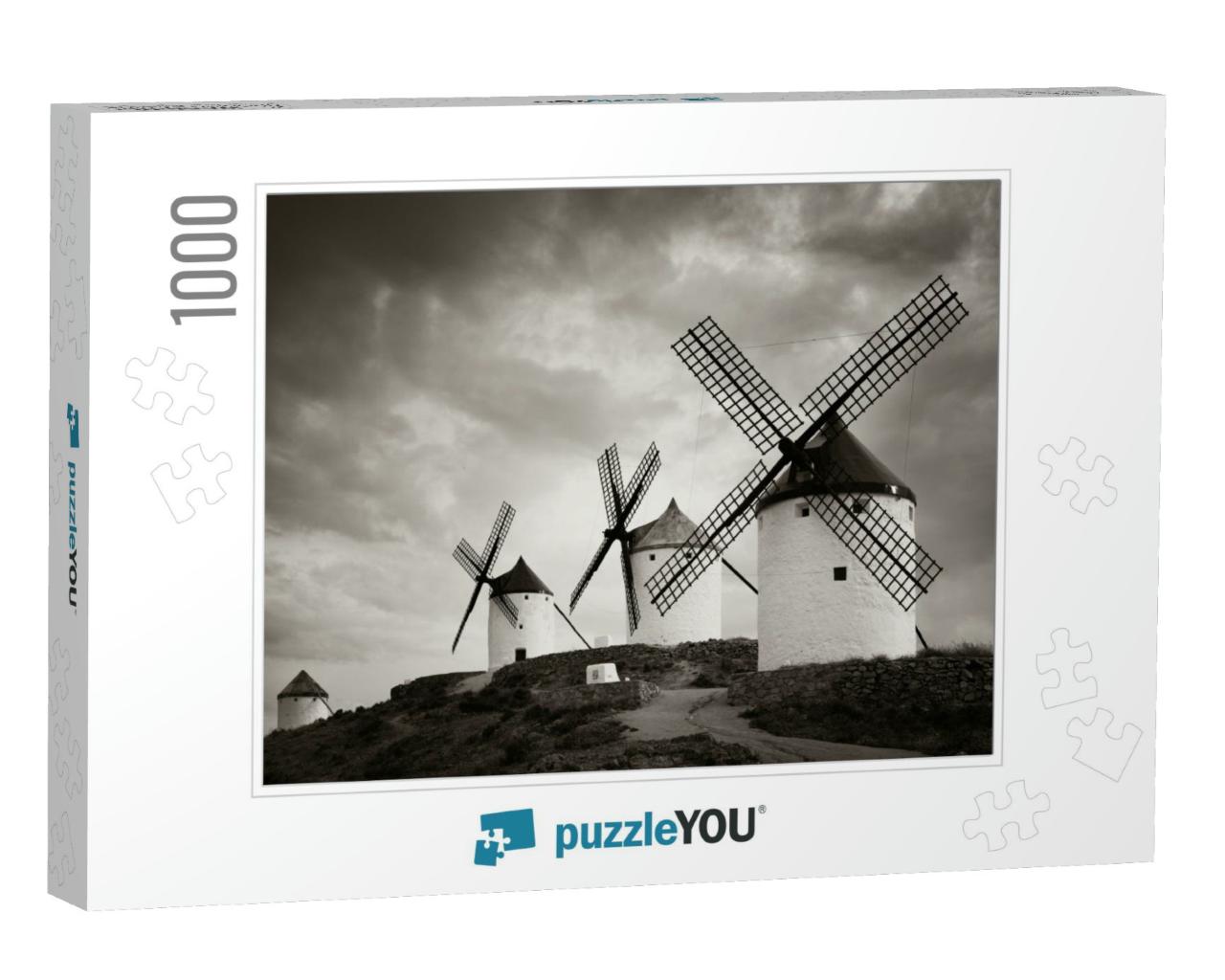 A Group of Windmill in Consuegra Near Toledo in Spain... Jigsaw Puzzle with 1000 pieces