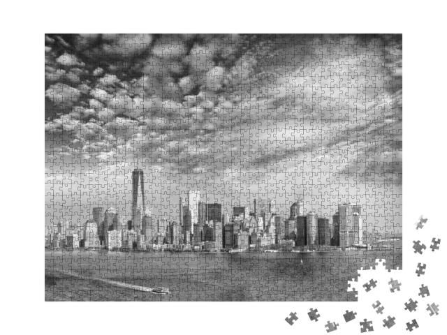 Downtown Manhattan At Sunset. Beautiful View from Ellis I... Jigsaw Puzzle with 1000 pieces