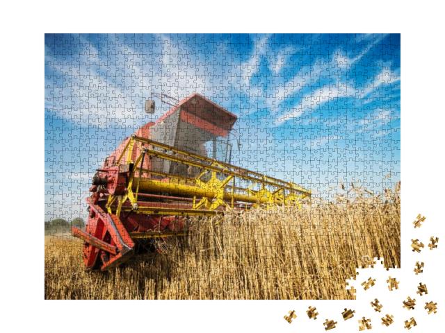 Close Up of a Harvester Cropping the Field... Jigsaw Puzzle with 1000 pieces