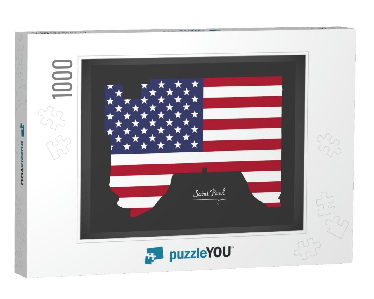 Saint Paul Minnesota Map with American National Flag Illu... Jigsaw Puzzle with 1000 pieces