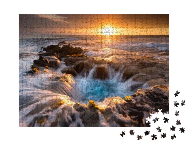 Pools of Paradise During Sunset At the Coast of Hawaii Bi... Jigsaw Puzzle with 1000 pieces