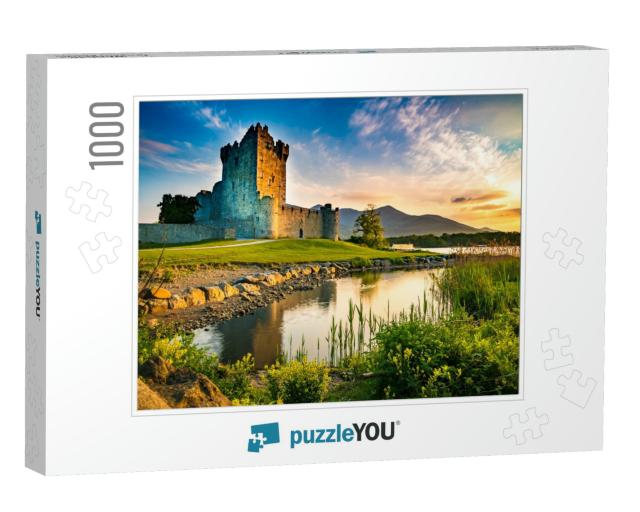 Ancient Old Fortress Ross Castle Ruin with a Lake, Green... Jigsaw Puzzle with 1000 pieces