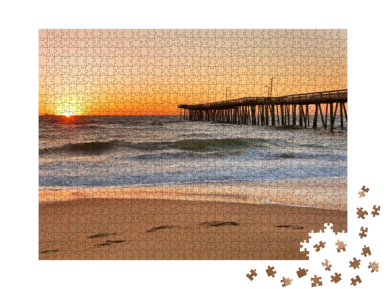 Fishing Pier At Sunrise At Virginia Beach, Virginia, Usa... Jigsaw Puzzle with 1000 pieces
