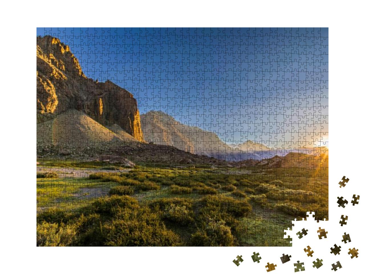 Sunset At Andes Mountains Inside Central Chile At Cajon D... Jigsaw Puzzle with 1000 pieces