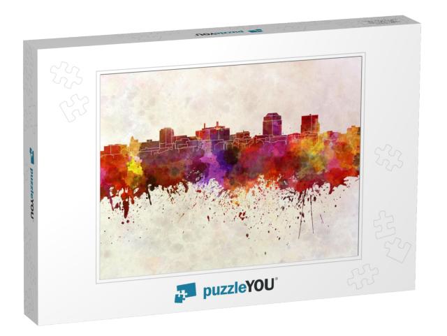 Colorado Springs Skyline in Watercolor Background... Jigsaw Puzzle