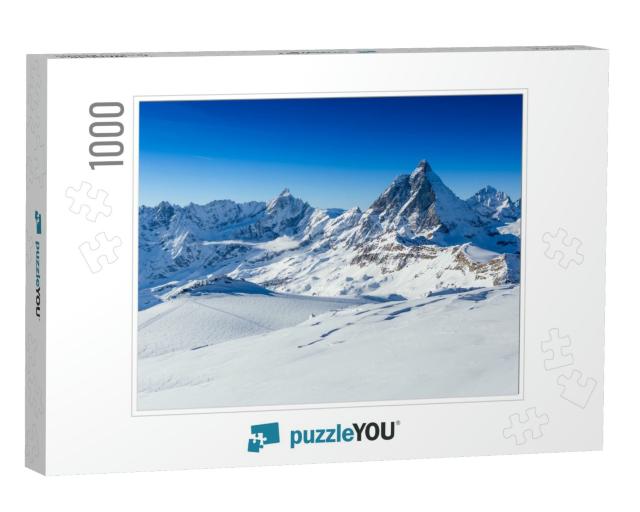 Ski Slope & Snow Covered Winter Mountains. Matterhorn is... Jigsaw Puzzle with 1000 pieces