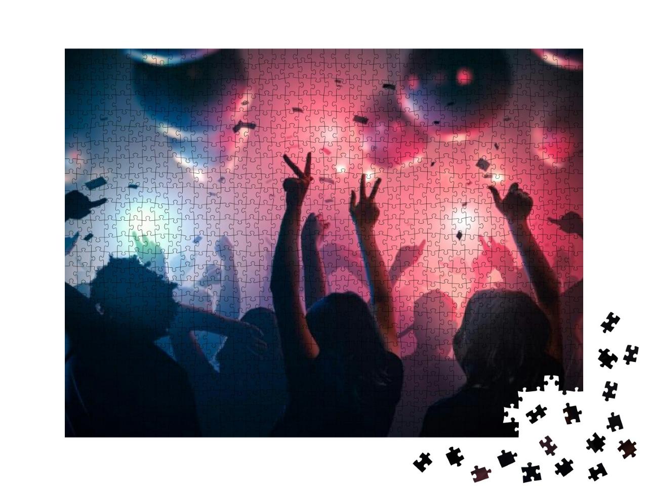Young Happy People Are Dancing in Club. Nightlife & Disco... Jigsaw Puzzle with 1000 pieces