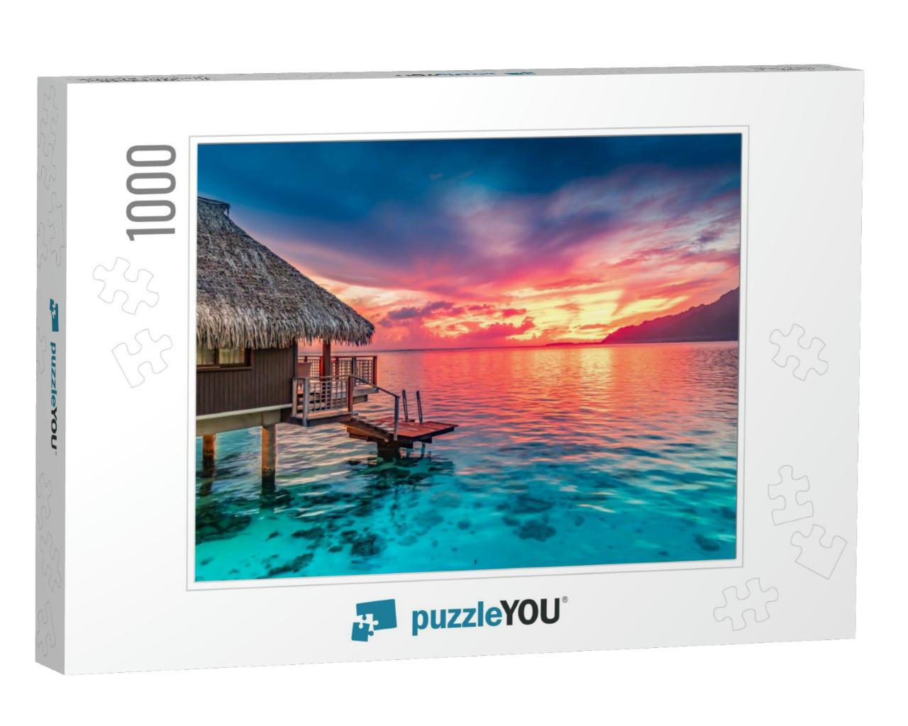 Stunning Colorful Sunset Sky on the Horizon of Moorea, th... Jigsaw Puzzle with 1000 pieces