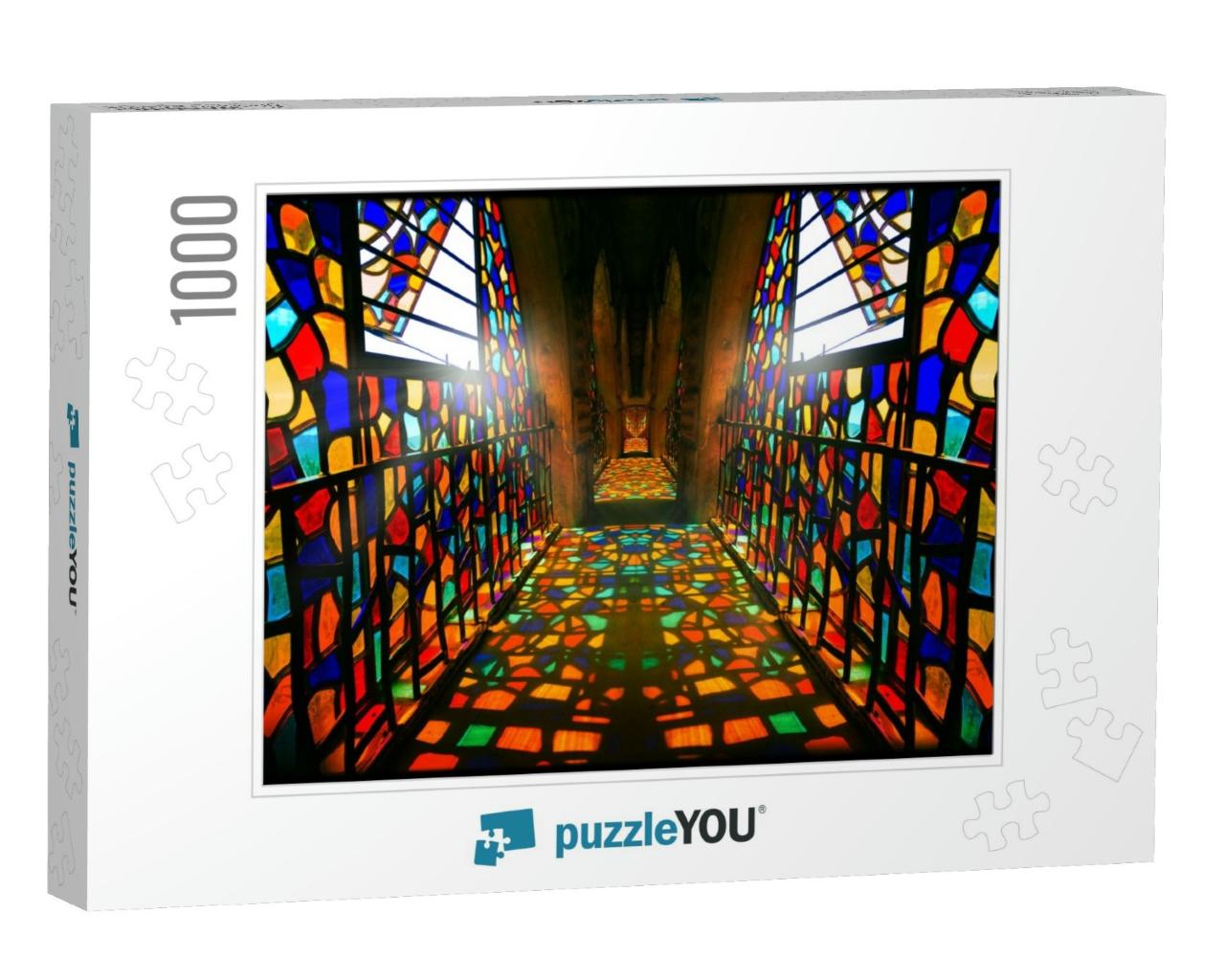 Colorful Window Glass Reflection in Mussa Castle Passage... Jigsaw Puzzle with 1000 pieces
