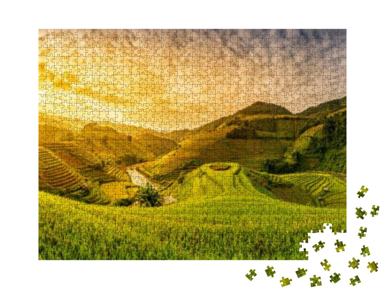 Green Rice Fields on Terraced in Muchangchai, Vietnam Ric... Jigsaw Puzzle with 1000 pieces
