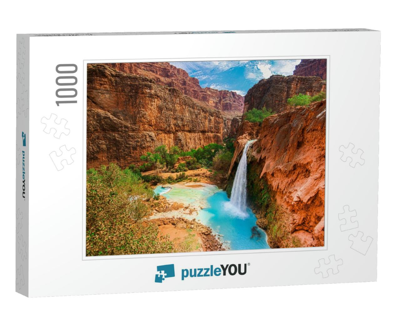 Havasu Falls, Waterfalls in the Grand Canyon, Arizona... Jigsaw Puzzle with 1000 pieces