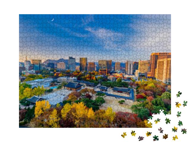 Autumn in Deoksugung Palace Seoul South Korea... Jigsaw Puzzle with 1000 pieces
