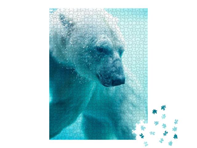 Polar Bear Underwater with Bubbles... Jigsaw Puzzle with 1000 pieces