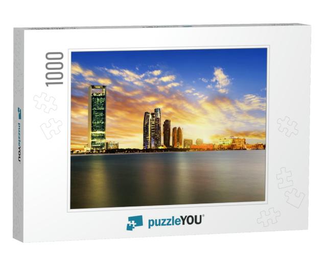 Panorama of Abu Dhabi At Night, Capital of United Arab Em... Jigsaw Puzzle with 1000 pieces