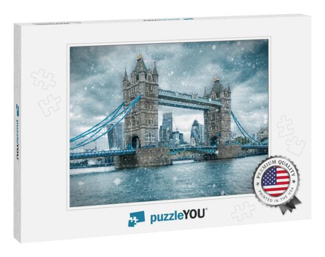 Tower Bridge in London, United Kingdom, During a Snowstor... Jigsaw Puzzle