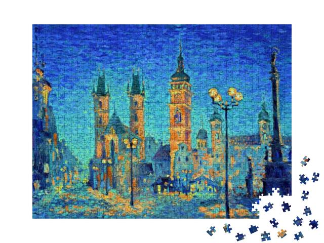 Beautiful Impressionism-Style Cityscape Oil Painting. Old... Jigsaw Puzzle with 1000 pieces
