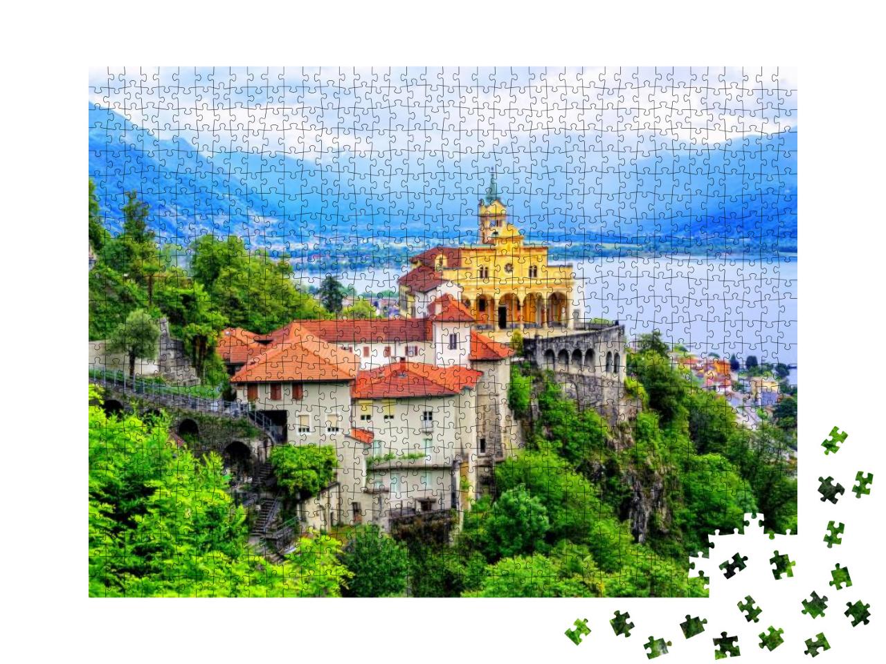 Madonna Del Sasso Church Over Lago Maggiore Lake & Swiss... Jigsaw Puzzle with 1000 pieces