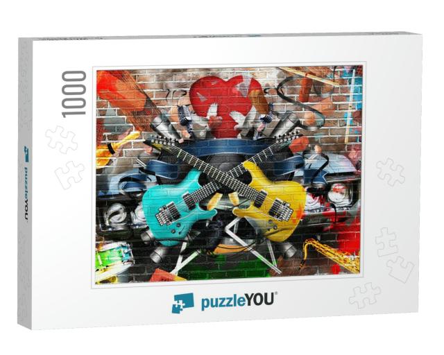 Collage of Music, Color & Bright Musical Background... Jigsaw Puzzle with 1000 pieces