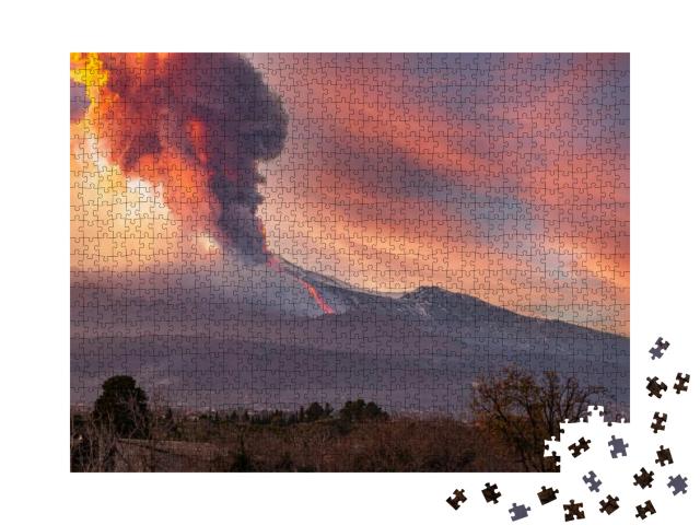 Overview of the Etna Volcano During the Eruption of 16 Fe... Jigsaw Puzzle with 1000 pieces