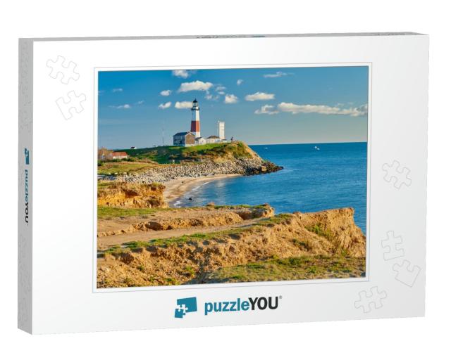 Montauk Lighthouse & Beach, Long Island, New York, Usa... Jigsaw Puzzle
