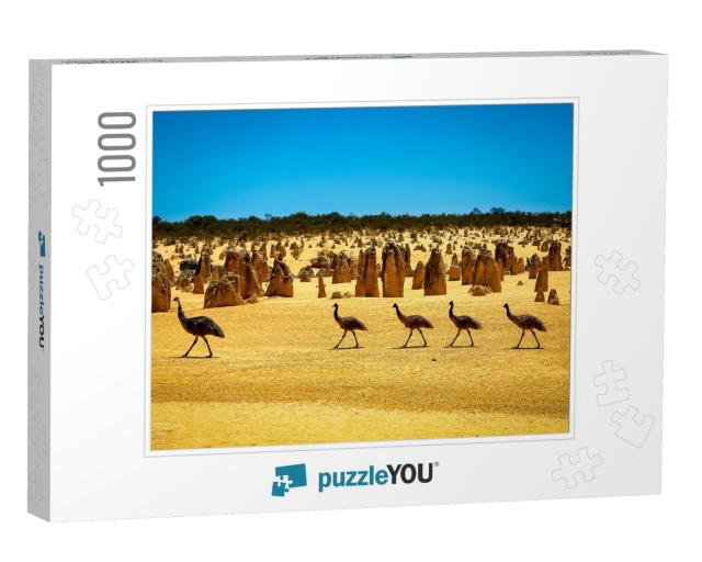Emus At the Pinnacles Desert, Wa, Australia... Jigsaw Puzzle with 1000 pieces