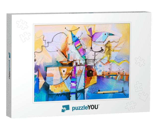 Abstract Colorful Fantasy Oil Painting. Semi Abstract of... Jigsaw Puzzle