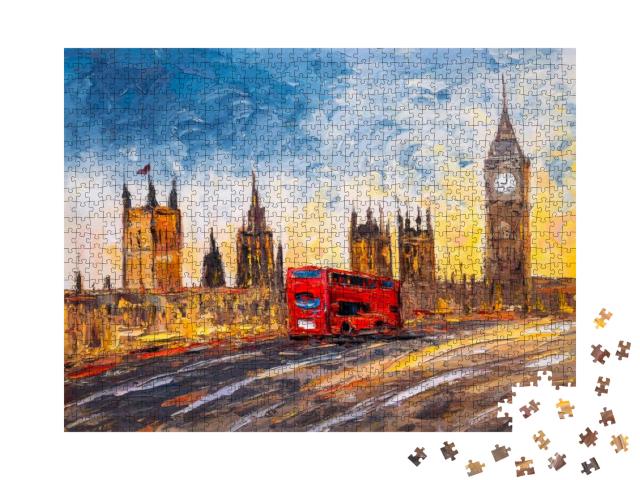 Oil Painting - City View of London... Jigsaw Puzzle with 1000 pieces