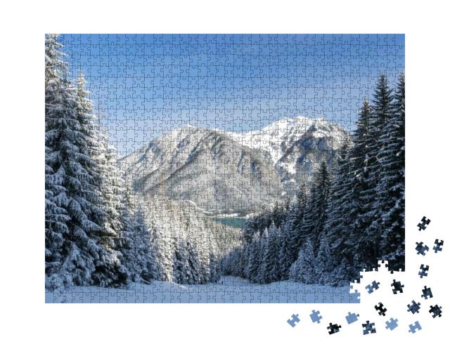 Ski-Slope At Lake Achensee with Snow-Covered Trees, Perti... Jigsaw Puzzle with 1000 pieces