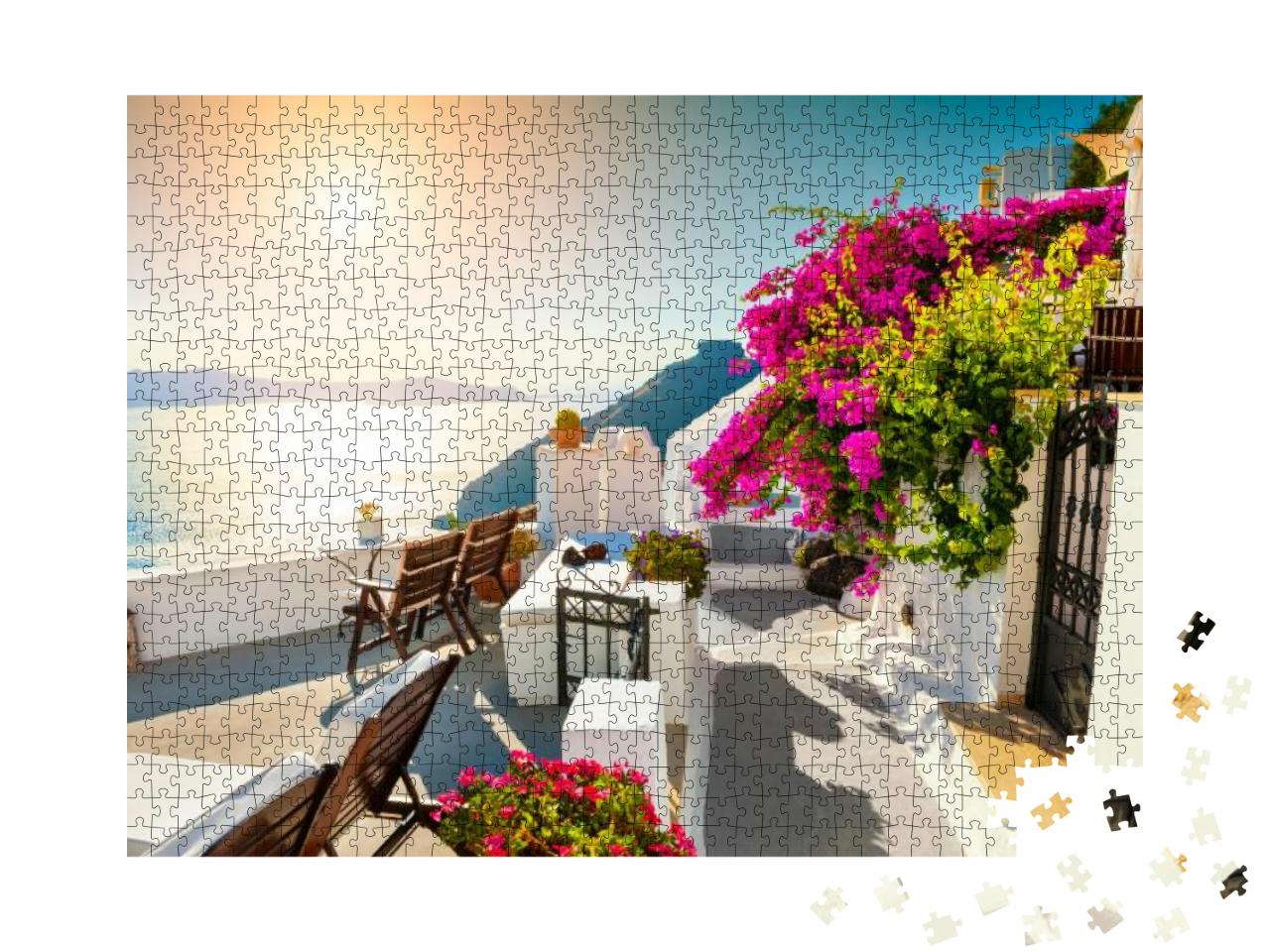 Beautiful Sunset At Santorini Island, Greece. Summer Land... Jigsaw Puzzle with 1000 pieces