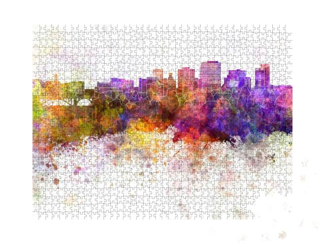 Spokane Skyline in Watercolor Background... Jigsaw Puzzle with 1000 pieces