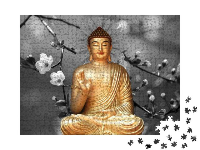 Beautiful Buddha Wallpaper - 3D Illustration of Buddha Wa... Jigsaw Puzzle with 1000 pieces