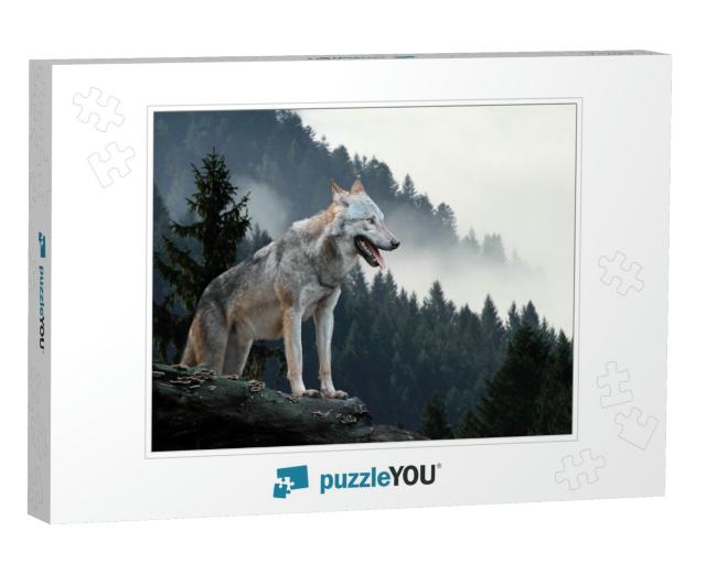 Timber Wolf Hunting in Mountain... Jigsaw Puzzle