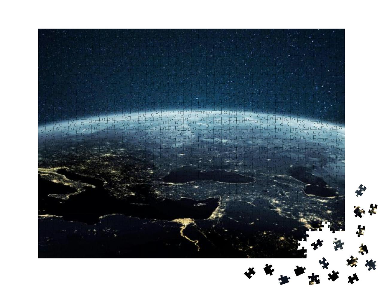 Beautiful Planet Earth with Night City Lights. Europe & A... Jigsaw Puzzle with 1000 pieces