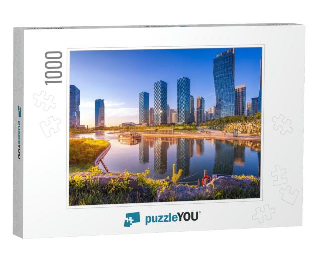 Seoul City with Beautiful After Sunset, Central Park in S... Jigsaw Puzzle with 1000 pieces