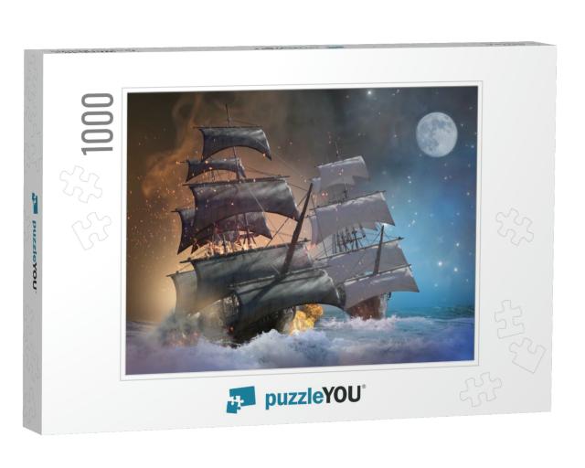 3D Illustration of a Sea Battle Pirate Ship... Jigsaw Puzzle with 1000 pieces