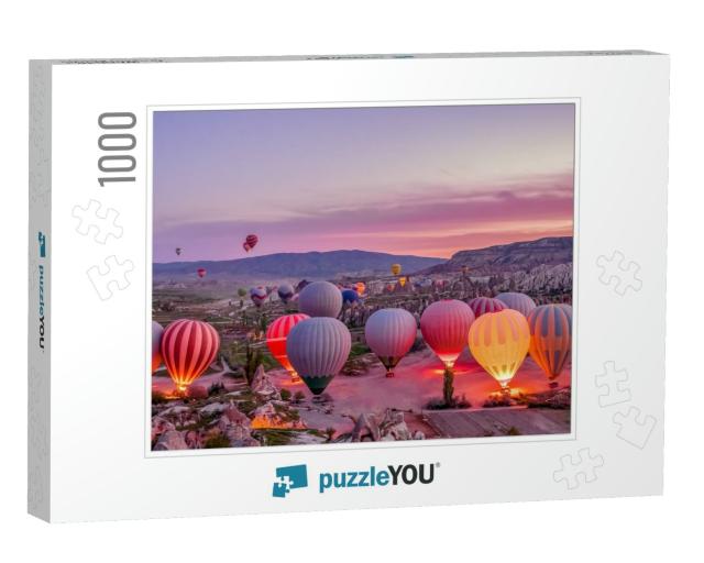 Colorful Hot Air Balloons Before Launch in Goreme Nationa... Jigsaw Puzzle with 1000 pieces