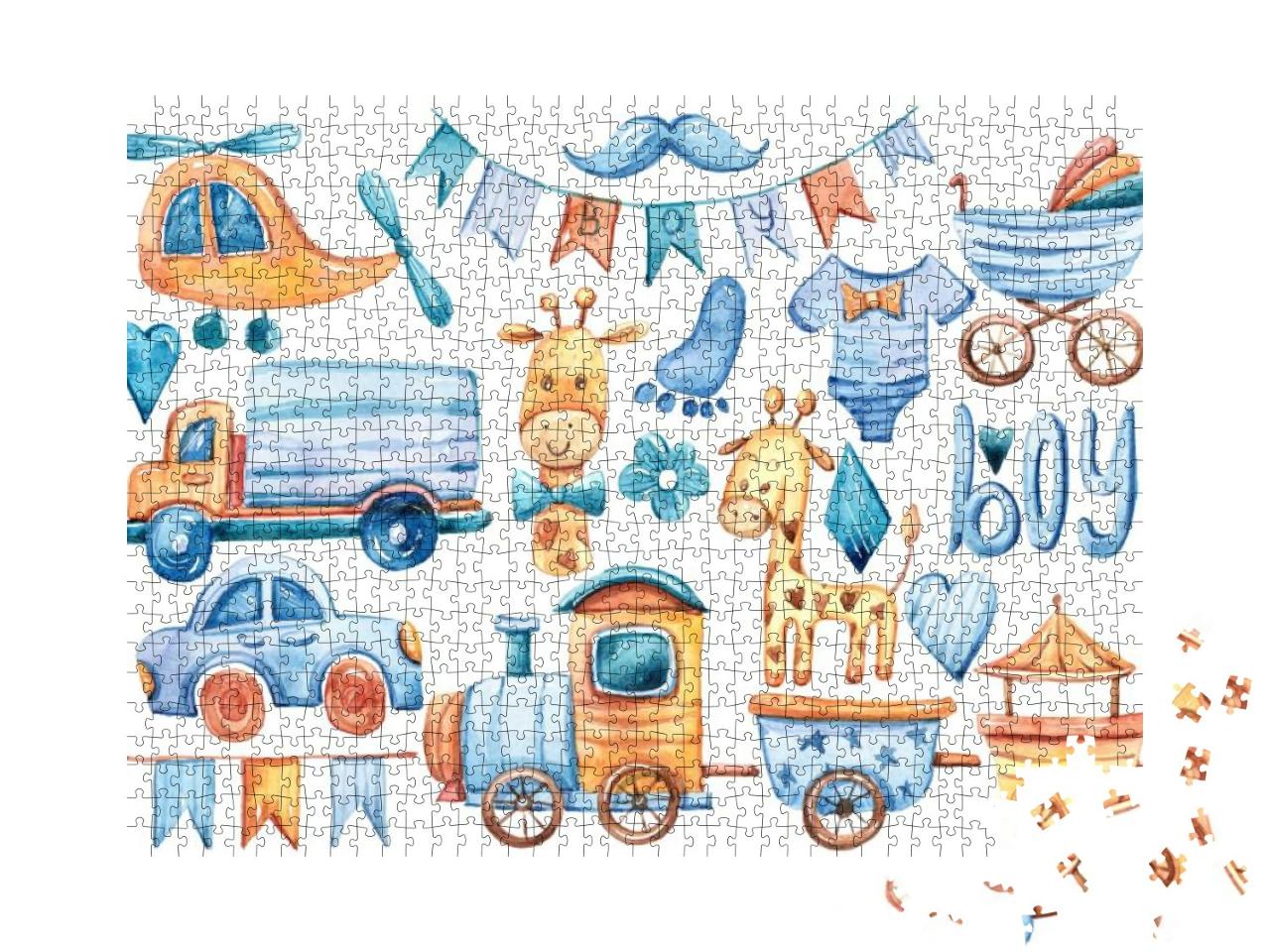 Its a Boy Watercolor Collection. Cute Colorful Il... Jigsaw Puzzle with 1000 pieces