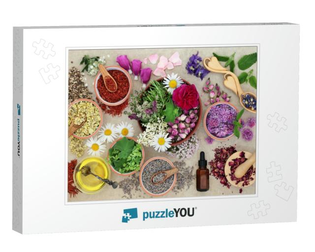 Herbal Plant Medicine Preparation with Herbs & Flowers, A... Jigsaw Puzzle