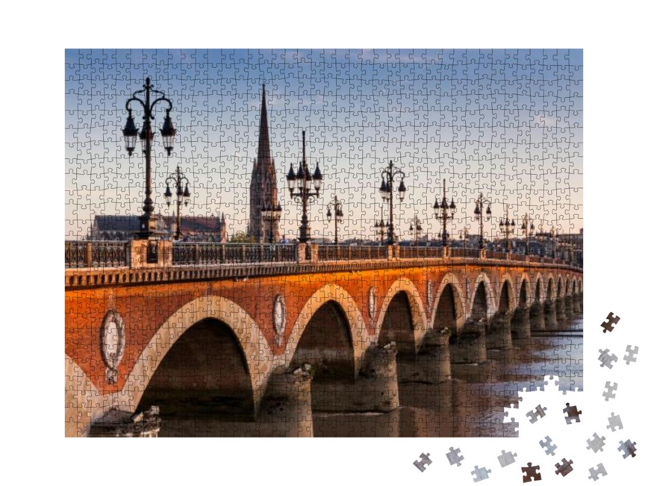 View of the Pont De Pierre At Sunset in the Famous Winery... Jigsaw Puzzle with 1000 pieces