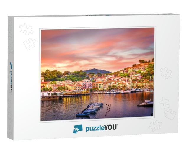 Harbor & Village Porto Azzurro At Sunset, Elba Islands, T... Jigsaw Puzzle