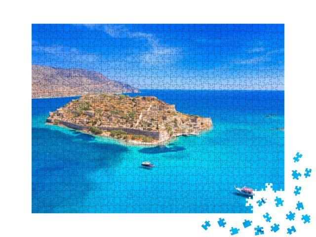 View of the Island of Spinalonga with Calm Sea. Here Were... Jigsaw Puzzle with 1000 pieces