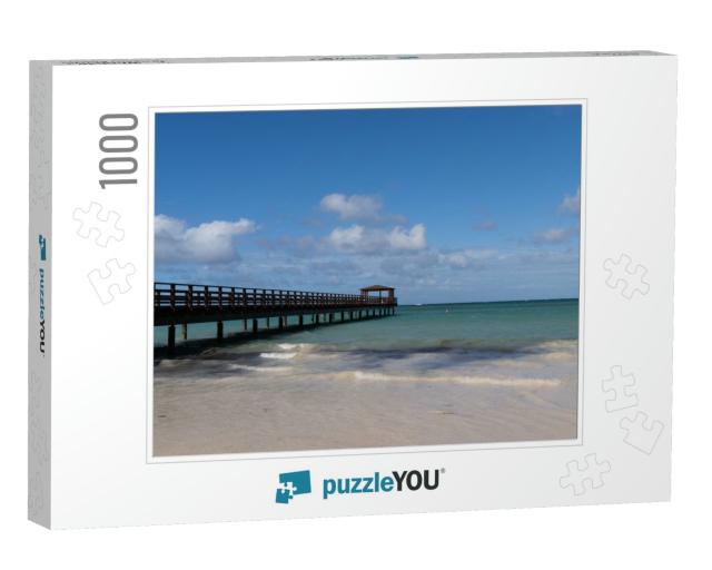 A Pier At Impressive Hotel Punta Cana Walk Over a Wooden... Jigsaw Puzzle with 1000 pieces