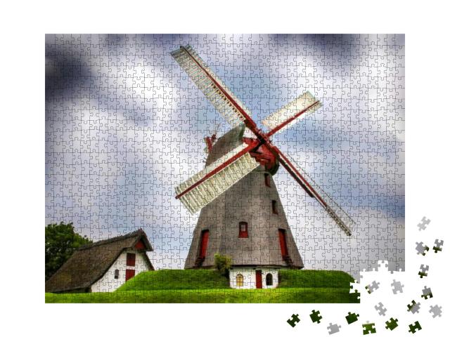 Windmill Farm in Gloomy Day... Jigsaw Puzzle with 1000 pieces