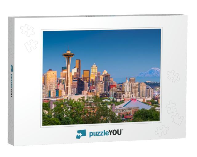 Seattle, Washington, USA Downtown City Skyline At Dusk... Jigsaw Puzzle
