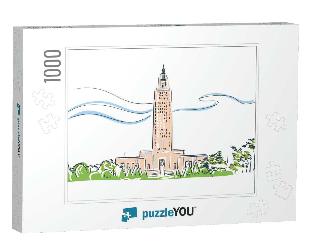 Baton Rouge Louisiana USA America Vector Sketch City Illus... Jigsaw Puzzle with 1000 pieces