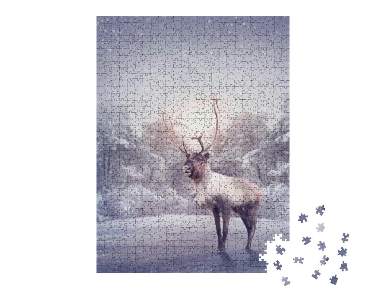 Reindeer Standing in the Snow... Jigsaw Puzzle with 1000 pieces