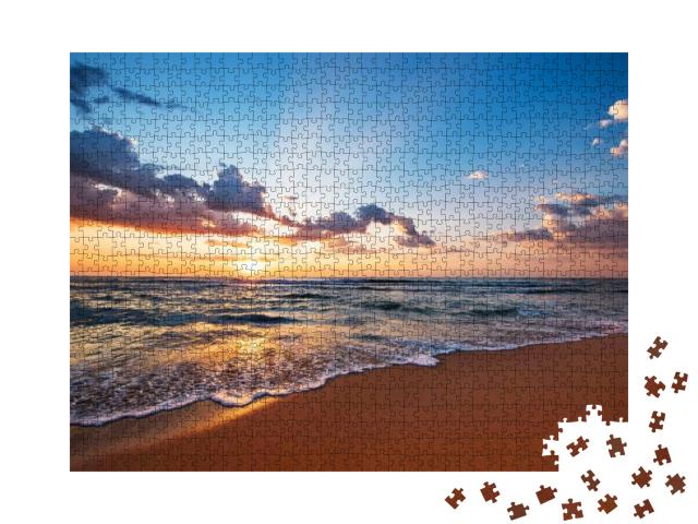 Colorful Ocean Beach Sunrise... Jigsaw Puzzle with 1000 pieces
