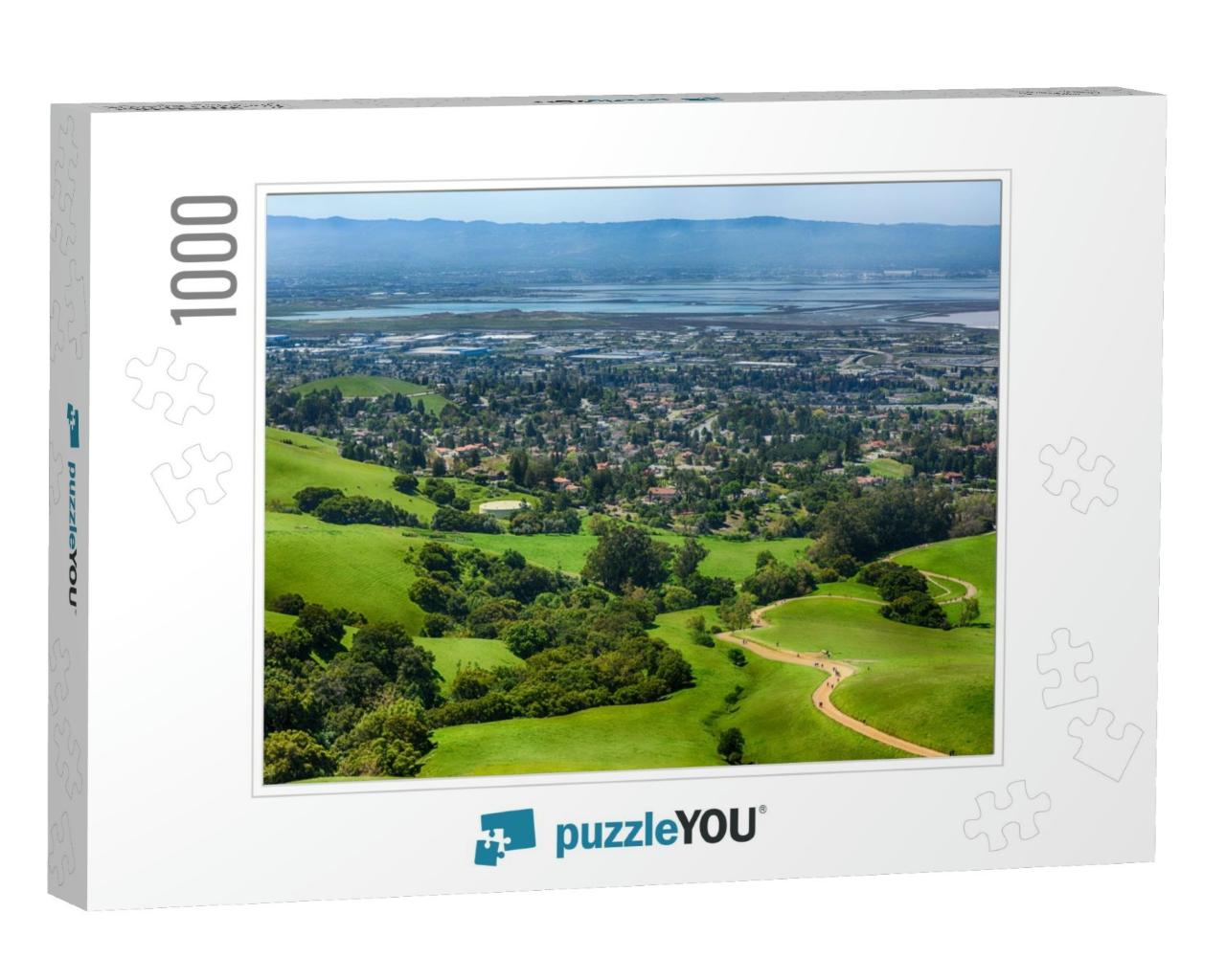 Panoramic View of Silicon Valley. Hiking Trail At Mission... Jigsaw Puzzle with 1000 pieces